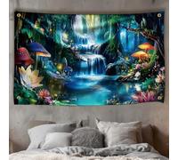 WEBEEDY Forest Waterfall Tapestry Wall Hanging Fantasy Falls Tapestry Wall Art Enchanted Forest Backdrop Aesthetics for Bedroom Living Room Party Photo College Dorm Home Decor, 180x110cm