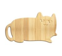 WEBEEDY Funny Charcuterie Board with Handle Funny Cat Shaped Kitchen Decor Bamboo Wood Cutting Board, Cute Serving Tray for Kitchen Prep Charcuterie Cheese Christmas Dinner Plate Gift, 33.3x20cm