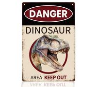 WEBEEDY Funny Dinosaur Sign Vintage Tin Sign Danger Dinosaur Area Keep Out 20x30cm Kitchen Sign Bar Signs Retro Dinosaur Metal Signs Garage Signs Wall Art for Man Cave Decor Home Decor Shop Pub