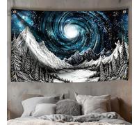 WEBEEDY Galaxy Tapestry Wall Hanging Black and White Mountain Space Wall Tapestry for Bedroom Living Room, Nature Landscape Backdrop Starry Night Tapestries for Party Photo Home Decor, 180x110cm