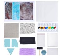 WEBEEDY Gel Printing Plate kit Art Craft Reticulate Printmaking Set Includes 12.7X17.8 cm Gelatin Plate,Mesh Fabric,Printmaking Paper,Acrylic Paint,Essential Tools and Instruction for Adults Beginner
