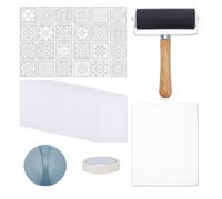 WEBEEDY Gel Printing Plate Kit DIY Printmaking Supplies with 12.7x17.7cm Gel Plate, 30 Sheets A5 Printmaking Paper, Brayer, 24 Styles Stencils and Tools for Mixed Media Art, Card Making, Art and Craft