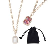 WEBEEDY Gold Locket Necklace DIY Rectangle Glass Floating Living Memory Locket Charms Brass Floating Memory Necklace with Velvet Pouch for Women Friendship DIY Crafts Jewelry Making,25cm/9.8"
