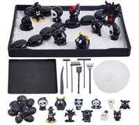 WEBEEDY Halloween Zen Garden Kit for Desk, Mini Complete Therapy Zen Garden Kit with Sand and Tools, DIY Cute Skull Ghost Vampire Desktop Decor for Halloween Party & Home Office Decoration Goth Gift