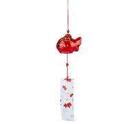 WEBEEDY Japanese Wind Chimes Fish Glass Wind Bells Handmade Red Fish Windchimes for Indoor Outdoor Decoration Japanese Good Luck Hanging Pendant for Car,Garden,Patio,Balcony,40 cm