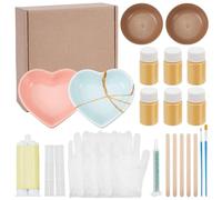 WEBEEDY Kintsugi Repair Kit Gold,24 Pcs Japanese Ceramic Repair Kit with Practice Ceramics Glue to Repairs Your Meaningful Broken Ceramics Glass Jade Sculptures DIY Kits Gift Sets
