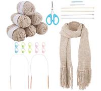 WEBEEDY Knitting Kits for Beginners Adults, Scarf Knitting Kit with Yarn, Knit Needles, Easy to Follow Instruction, Easy Starter Yarn Kits for Women Men Crocheting Accessories Lovely Present