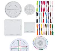 WEBEEDY Kumihimo Kit for Adults Beginners, Japanese Kumihimo Starter Kit Bracelet Beaded Braid Set Include 4 Pcs Square & Round Disk with 12 Thread for DIY Beading & Bracelet Weaving Supplies