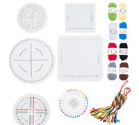 WEBEEDY Kumihimo Kit for Beginners, 4 Kumihimo Disk Braiding Wheel with 8 Colors Cotton Cords, Square & Round Bracelet Knitting Disc Set for DIY Beading & Bracelet Weaving Supplies