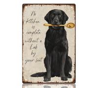 WEBEEDY Labrador Metal Sign Black Lab Kitchen Wall Decor Vintage Tin Sign No Kitchen Is Complete Without a Lab by Your Feet Art Plaque for Home Office Restaurant Bar Coffee Shop,20x30cm
