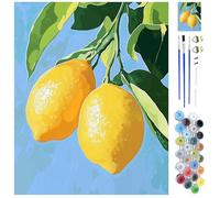 WEBEEDY Lemon Paint by Numbers Kit for Adults Beginners, 40x50cm Paint and Sip Kit Complete Fruits Adults Paint by Number Canvas Painting Set for Home Wall Decor Wall Art Creative Gifts