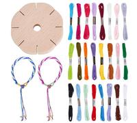 WEBEEDY Loom Bracelet Making Kit with Wooden Round Kumi Disc & Embroidery Threads for Adults, Japanese Kumihimo Starter Kit Braiding Beginner Supplies for Beading & Bracelet Weaving DIY