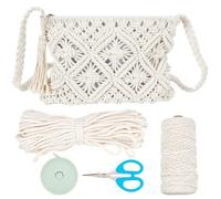 WEBEEDY Macrame Bag DIY Kit Bohemian Shoulder Bag Macrame Purse Set with Instruction for Adults Beginners, Includes Macrame Cord,Crochet Bags for Women Holiday Beach Christmas Decor Gift,10.4x8inch