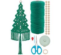 WEBEEDY Macrame Christmas Tree Wall Hanging DIY Kit for Beginners, Large Christmas Tree Craft Starter Set with 100m/109 Yards Green Cotton Cord, Beads, Instruction for Xmas Festive Activity Decor Gift