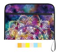 WEBEEDY Mandala A4 Document Organiser Portable 13 Pockets Accordion File Folder with 12 Color Labels and Zipper, Starry Sky Expanding File Folder for Document Photo Letter Receipt Paper,Back to School