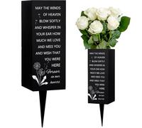 WEBEEDY Memorial Cemetery Vases with Spike Dandelion Grave Ornaments Metal Cemetery Flower Holder Memorial Vase for Graves Outdoor Yard, Sympathy Gift for Father Mother Loss of loved One, 8x20cm