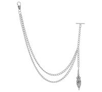 WEBEEDY Men Pocket Watch Chains Vintage Silver Albert Chain with Pendant & T Bar Clasp for Vest Suit Pocket Watch Necklace Keychain Christmas Costume Accessories Father Day Birthday Gift