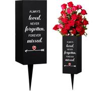 WEBEEDY Metal Grave Vases with Spike,Cemetery Flower Holder - Always Loved,Never Forgotten,Forever Missed - Memorial Vases Grave Flower Pots Condolences Gift for Loss of Loved One Mon Dad Brother, 1pc