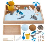 WEBEEDY Mini Beach Zen Garden for Adults Ocean Beach Decorations Japanese Mini Garden Gift Set for Home Office Desktop Decor Unique Gift