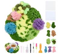 WEBEEDY Moss Latch Hook Kits for Adults, Punch Needle Coasters Kit Tufted Rug Pads with Hook Mesh and Instruction for Adults Beginners, Crochet Coasters Needlework for Home Decor, 19x21 cm