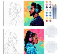 WEBEEDY Music Paint and Sip Kit for Painting, 20x25cm Music Pre Drawn Canvas Painting Kit for Adults Beginners Couples Date Night Painting Canvas Supplies Birthday Party Valentine's Day Gift