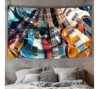 WEBEEDY Music Tapestry Wall Hanging Guitar Wall Tapestry Backdrop Guitar Tapestries Instrument Poster for Bedroom Living Room Rock Style Home Decor, Gift for Rock Music Lovers, 180x110cm
