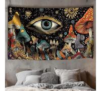 WEBEEDY Mystery Mushroom Tapestry Wall Hanging Psychedelic Eyes Tapestry Mushroom Backdrop Wall Decor Aesthetic Tapestries for Bedroom Living Room Office College Dorm, 180x110cm