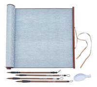 WEBEEDY No Ink Reusable Calligraphy Cloth Scroll Set with 4 Chinese Brushes, 1 Pen Holder, Magic Water Painting Paper Chinese Calligraphy Practicing Tool for for Beginners Professional, 6 Pcs