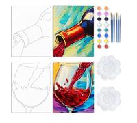 WEBEEDY Paint and Sip Kit Pre Drawn Canvas 8 x 10 Inch Couples Pour Wine Canvas Painting Kit for Adults Date Night Paint Party Favor Valentine's Day Christmas Anniversary Unique Gift,2 Pack 20x25cm
