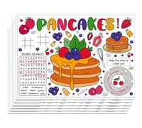 WEBEEDY Pancake Theme DIY Coloring Paper Placemats Sheets Set, Tea Party Coloring Paper Mats DIY Colouring Table Cloth for Restaurant Christmas Birthday Tea Party Supplies Gift, 40x28 cm