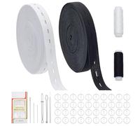 WEBEEDY Pants Waist Tightener Kit with 11 Yard/20m Elastic Strap,50 Buttons,Thread,Needle for Jeans,Waist Adjuster for Women Men Loose Pants Waist Extenders Supplies,1.5cm Wide