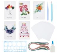 WEBEEDY Paper Quilling Kit 20 Sets Birthday Card With Strips Tools DIY Handmade Arts Crafts Christmas Valentine's Day Gifts