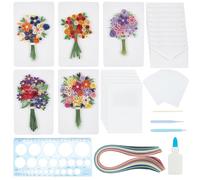 WEBEEDY Paper Quilling Kit 20 Sets Flower Bouquet Greeting Card Making Kit with Quilling Strips Ruler Tools Paper Quilling Set DIY Handmade Arts Crafts Wedding Christmas Birthday Gifts