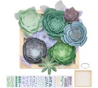 WEBEEDY Paper Succulent Making Kit for Beginner Make You Own Succulent Craft Kit with Pre-Cut Paper & Wooden Pot,DIY Handmade Arts and Crafts Projects for Christmas Birthday Gift
