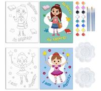 WEBEEDY Pattern Pre Printed Canvas 8 x 10 Inch Pre Drawn Stretched Canvas Cute Learning Canvas Painting Set Sip and Paint Kit for Paint Party Favor Birthday Gifts Home Wall Decor(2 Pack,20X25cm)