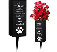WEBEEDY Pet Memorial Cemetery Vase Paw Print Grave Vases with Spike, Graveside Flower Holder Forever In My Heart Memorial Vases for Artificial Flower and Fresh Flowers, for Garden Yard, 8x20cm, 1 Pc