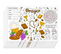 WEBEEDY Prayer Theme DIY Coloring Placemats 30 Pcs Christening Colouring Table Cloth Coloring Sheets for Birthday Christmas Dining Activity Tea Party Supplies, 40x28 cm