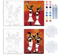 WEBEEDY Pre Drawn Canvas Kit Pre Printed Canvas Vintage Sexy Lady Theme Art Painting Set 8x10 Inch Pre Sketched Framed Canvases for Adults DIY Paint and Sip Party Favor Birthday Gift(2 Pack,20X25cm)