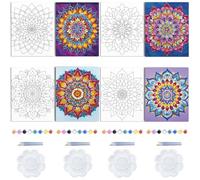 WEBEEDY Pre Drawn Canvas Mandala Painting Kit - Retro Floral Pre Printed Stenciled for Adult, 8x10 Inches/20x25cm Sip and Paint With Picture