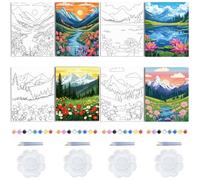 WEBEEDY Pre-Drawn Canvas Paint Kit for Adults - Scenery Painting Board With Outlines for Beginners - Christmas Date Night Gift, 20x25cm