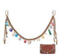 WEBEEDY Purse Chain Charm Beaded Rope Braid Keychain Evil Eye Beaded Bag Charm Chain Boho Alloy Clasp Bag Accessories for Women Handbag Tote Backpacks Wedding Christmas Party Decoration, 44.5cm