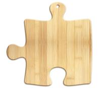 WEBEEDY Puzzle Shaped Bamboo Wood Cutting Board for Kitchen, Kitchen Decor Serving Tray Charcuterie Chopping Board for Cheese, Fruit, Meat Birthday Christmas Housewarming Gift, 34x33.7x1.5 cm