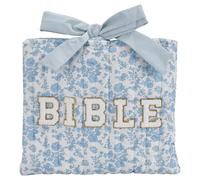 WEBEEDY Quilted Bow Bible Sleeve Book Cover Case Blue Flower Pattern Bible Protector Bag Pouch with Bible Patch for Travel Daily Use Easter Christian Gift for Women,32x27cm
