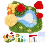 WEBEEDY Rug Hooking Coasters Kit Moss Coaster Kit Including Hook Mesh and Instruction for Adult Beginners,Moss Art Craft Kits Punch Needle Rug Kit for Handmade Home Decor,17x20cm