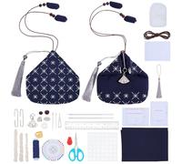 WEBEEDY Sashiko Coin Purse DIY Kit Japanese Embroidery DIY Slide Clasp Purse Kit for Beginners, Embroidered Pouch Bag with Sashiko Pet Template, Needles, Thread for Christmas Sewing Craft Gift