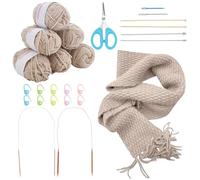WEBEEDY Scarf Knitting Kit Complete Knitting Starter Kit for Adults, Learn to Knit Scarf Set with Yarn, Knit Needles, Detailed Instruction for Beginners Crochet Supplies Craft Set