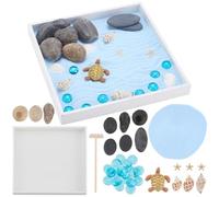 WEBEEDY Sea Turtle Zen Garden Kit for Desk Japanese Garden Kit,Mini Desktop Zen Decor with Wooden Tray,Sand,Tools for Home Office Relaxation Meditation Gift,Square(7.9x7.9/20x20cm)