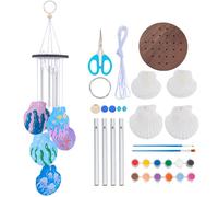 WEBEEDY Seashell Painting Wind Chimes Kit Incldues Seashell,Wind Chime Parts,12 Paint Colors,Make Your Own Windchime Kit DIY Coloring Summer Art Craft Ornaments Birthday Party Decor Supplies Gift