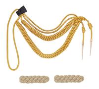 WEBEEDY Shoulder Epaulets Golden Aiguillette Shoulder Cord Traditional Braided Military Shoulder Badge For Uniform Cosplay Costume Halloween Party DIY Clothes Decoration Accessories, Gold