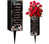 WEBEEDY Sister Metal Cemetery Vase with Spike for Grave, Gravesite Flower Holder Cemetery Decorations Memorial Day Sympathy Funeral Gift for Loss of Loved Ones, 8x20cm, 1pc